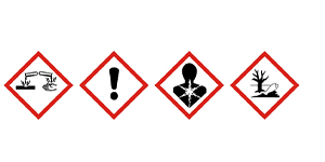 Hazard pictograms GHS05, GHS07, GHS08 and GHS09
